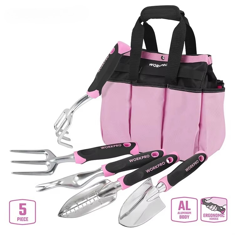 Gardening Tools Pink - Set di 5 Attrezzi da Giardinaggio