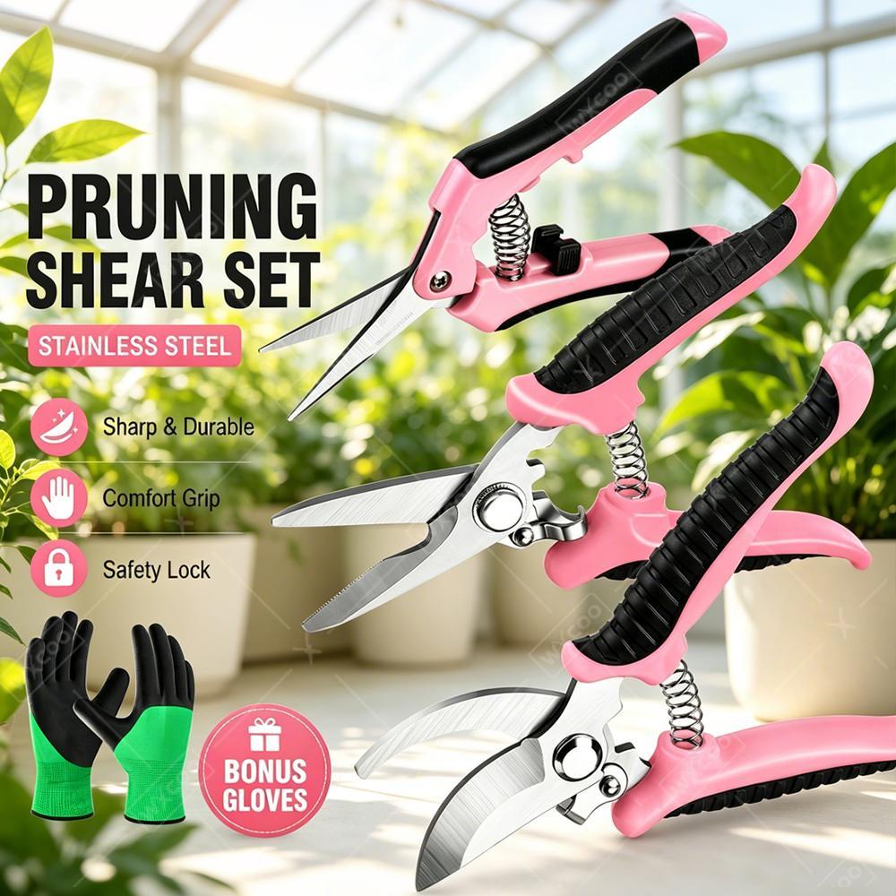 Gardening Tools Pink - Forbici da Giardino per Raccolta Frutta,